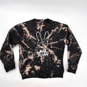 Bad Bunny Sweater Adult Medium Tie Dyed Pull On Sweatshirt Concert Latin Hip Hop